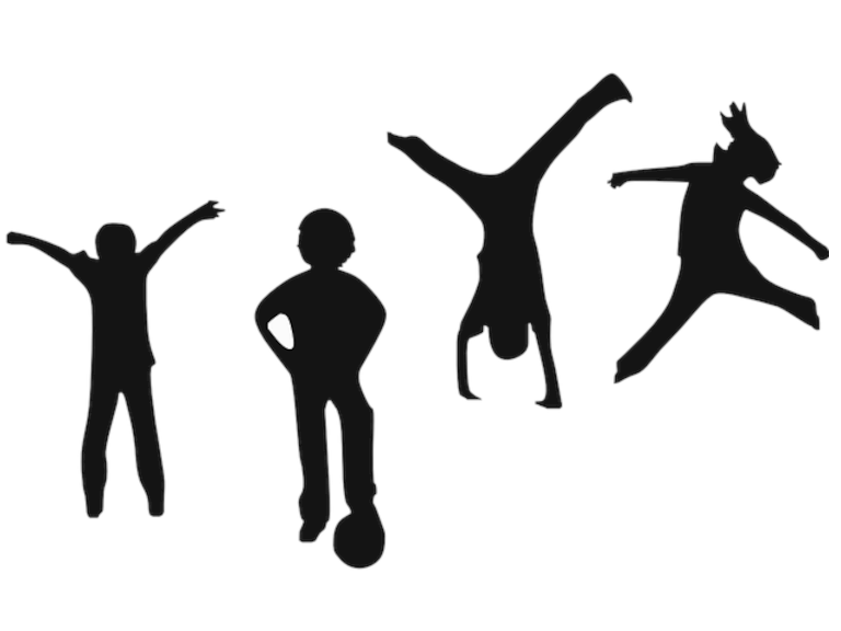 black silhouettes of children playing