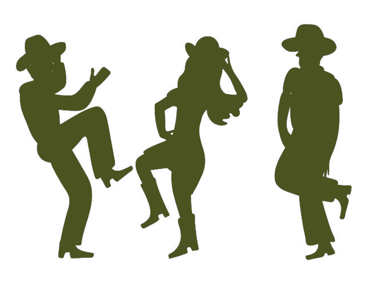 green silhouettes line dancing
